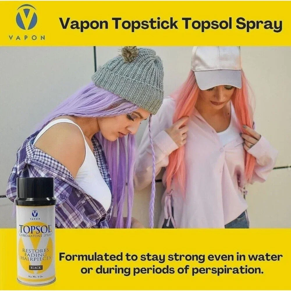 Vapon Topsol Chromatone Spray Black 4 Oz 2-Pack Hairpieces Wigs Toupees